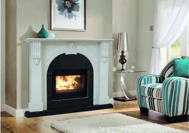 Портал для каміна (облицювання) Манчестер Botticino + Emperador Dark